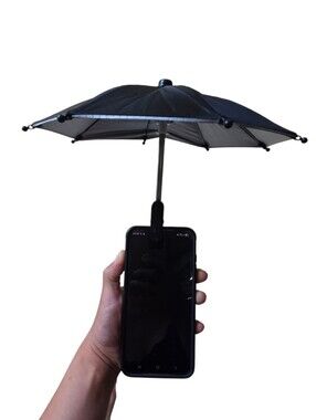 Mini Clip-On Umbrella Phone Shade - Black